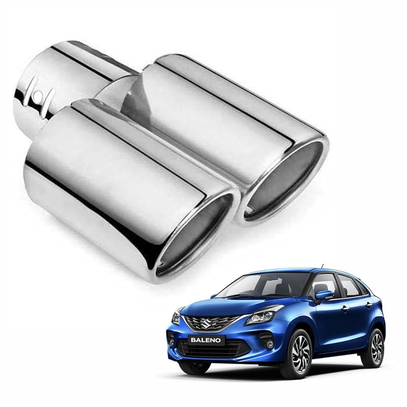 Asryd Dual Silencer Exhaust Tip Pipe Rustproof Stainless Steel Muffler Tail End Outlet 1Pcs For Maruti Suzuki Baleno