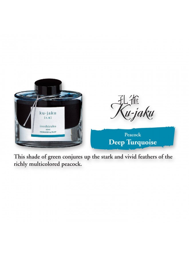 PILOT Iroshizuku Bottled Fountain Pen Ink, Ku-Jaku, Peacock (Turquoise) 50ml Bottle (69213) - Image 1