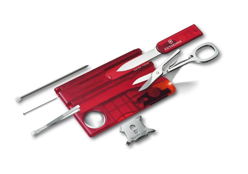 Victorinox Swiss Card Lite, Swiss Made Pocket Tool, 13 Functions, LED, Magnifier, Red Transparent - Image 4