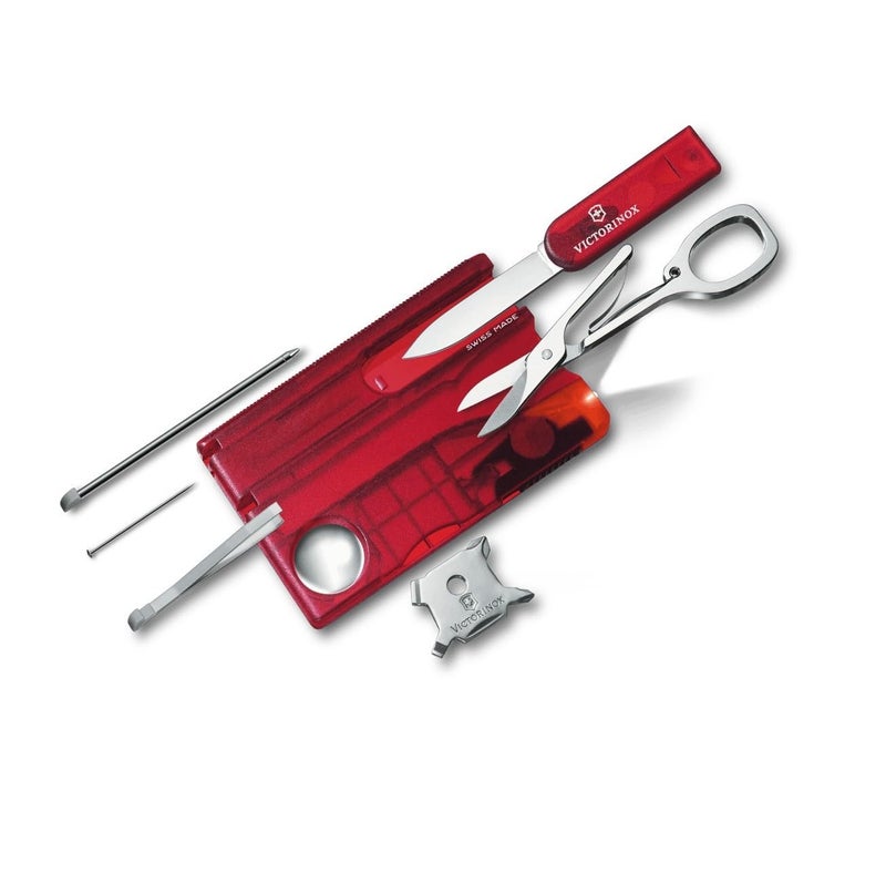 Victorinox Swiss Card Lite, Swiss Made Pocket Tool, 13 Functions, LED, Magnifier, Red Transparent - Image 2
