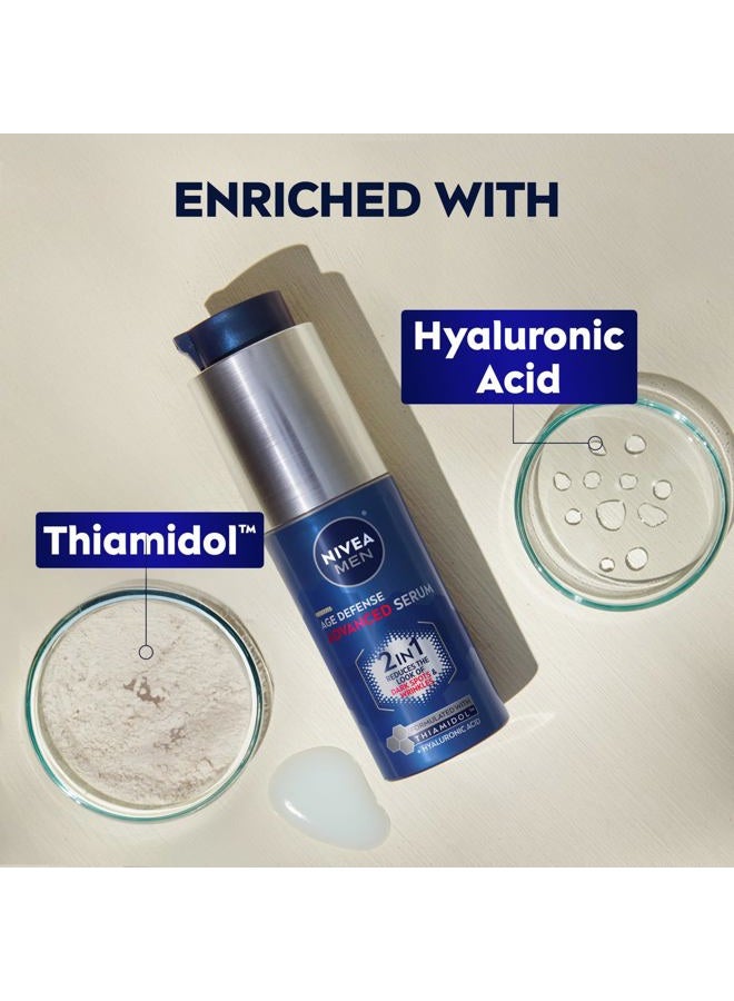 NIVEA MEN Age Defense Advanced Face Serum for Dark Spots with Thiamidol (TM) + Hyaluronic Acid, Fast-Absorbing Face Serum for Men Helps Reduce Look of Dark Spots, Fine Lines & Wrinkles, 1 Fl Oz Bottle - Image 4