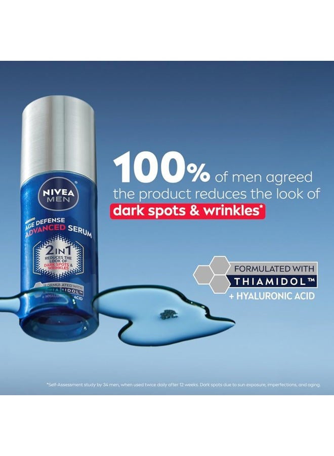 NIVEA MEN Age Defense Advanced Face Serum for Dark Spots with Thiamidol (TM) + Hyaluronic Acid, Fast-Absorbing Face Serum for Men Helps Reduce Look of Dark Spots, Fine Lines & Wrinkles, 1 Fl Oz Bottle - Image 2