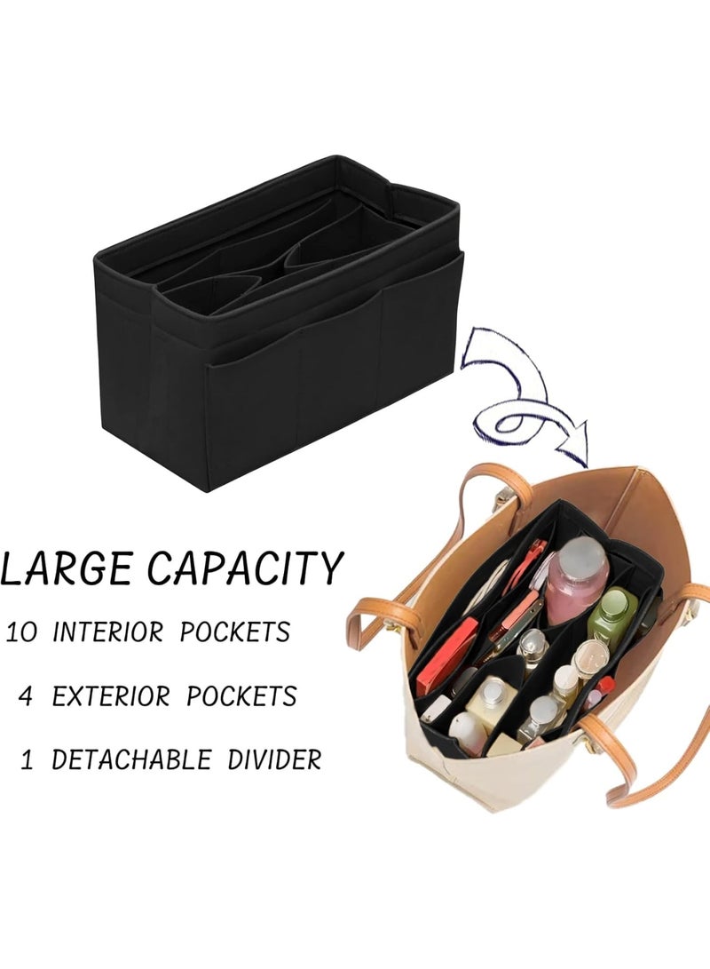 SYOSI Purse Organizer, Felt Bag Insert with 14 Pockets for Tote Handbag and Shoulder Bag, Lightweight Durable Bag Organizer for Everyday Use Travel and Work, Medium Size, Black - Image 5