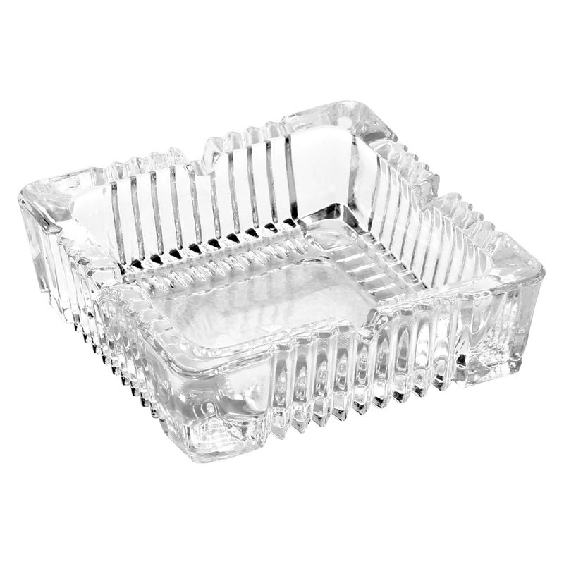 Cuisine Art Soda-Lime Glass 3 Inch Square Glass Ashtray Transparent | Heavy Clear Glass Ash Tray for Home Office Hotel Café | Durable Tabletop Smoking Accessory - Image 1