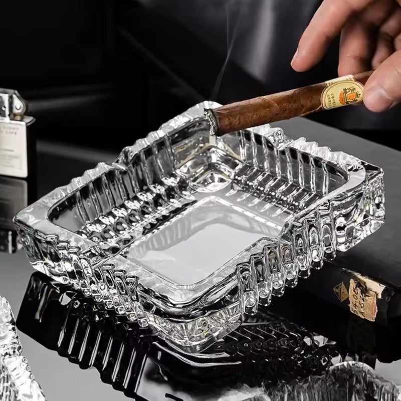 Cuisine Art Soda-Lime Glass 3 Inch Square Glass Ashtray Transparent | Heavy Clear Glass Ash Tray for Home Office Hotel Café | Durable Tabletop Smoking Accessory - Image 3