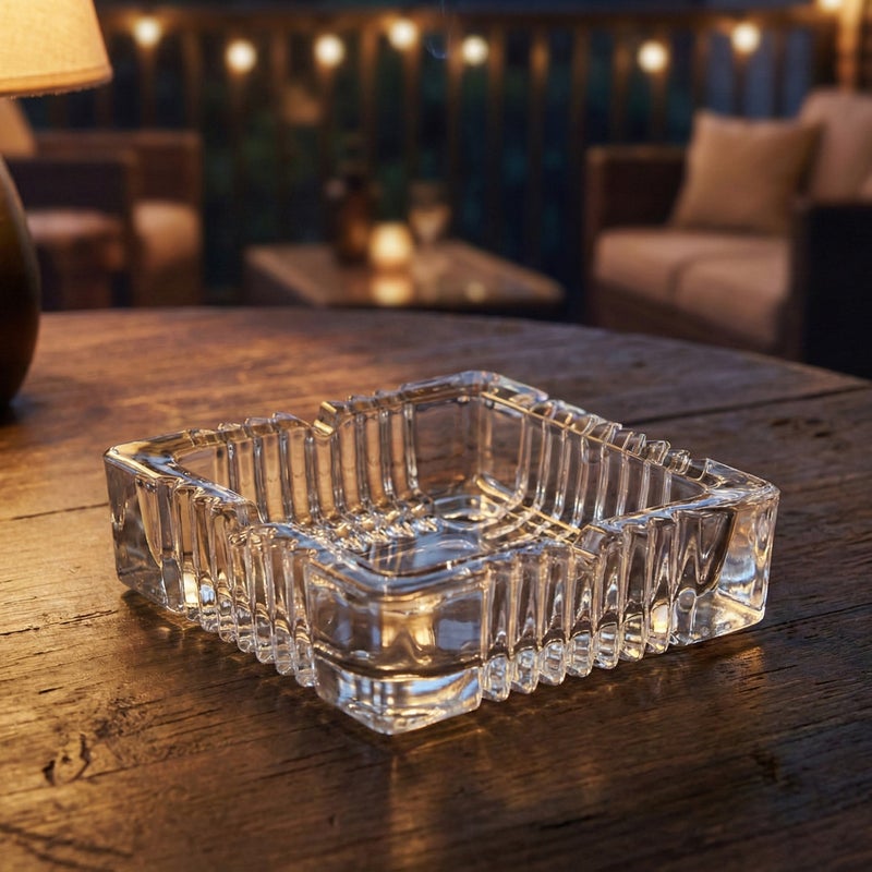 Cuisine Art Soda-Lime Glass 3 Inch Square Glass Ashtray Transparent | Heavy Clear Glass Ash Tray for Home Office Hotel Café | Durable Tabletop Smoking Accessory - Image 4