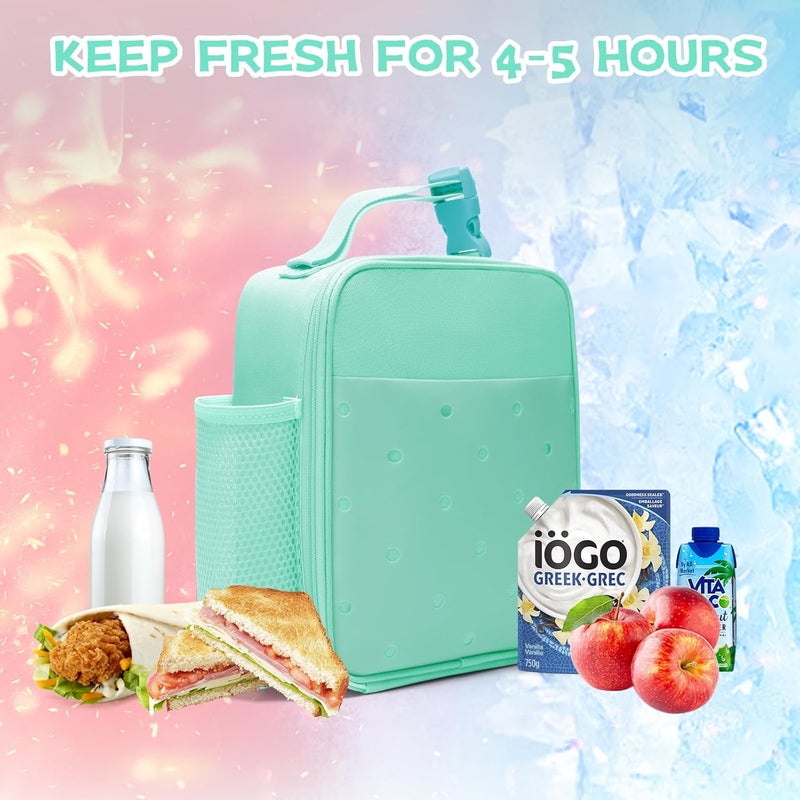 MEXS Kids Lunch Bag, DIY＆Insulated Lunch Box for Boys Girls, Toddler Lunch Cooler Bag for School, Double Insulation Portable＆Reusable, Water/Oil-Proof Lining Easy Clean, for Ages 3+ (Unicorn/Dinosaur) - Image 3