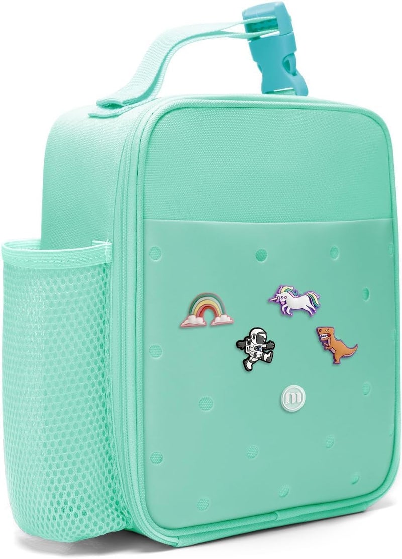 MEXS Kids Lunch Bag, DIY＆Insulated Lunch Box for Boys Girls, Toddler Lunch Cooler Bag for School, Double Insulation Portable＆Reusable, Water/Oil-Proof Lining Easy Clean, for Ages 3+ (Unicorn/Dinosaur) - Image 1