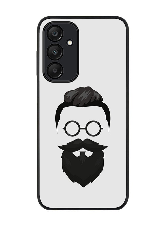 Stylizedd Rugged Black edge case for Samsung Galaxy A25, Slim fit Soft Case Flexible Rubber Edges Anti Drop TPU Gel Thin Cover- Beard Hipster - Image 1