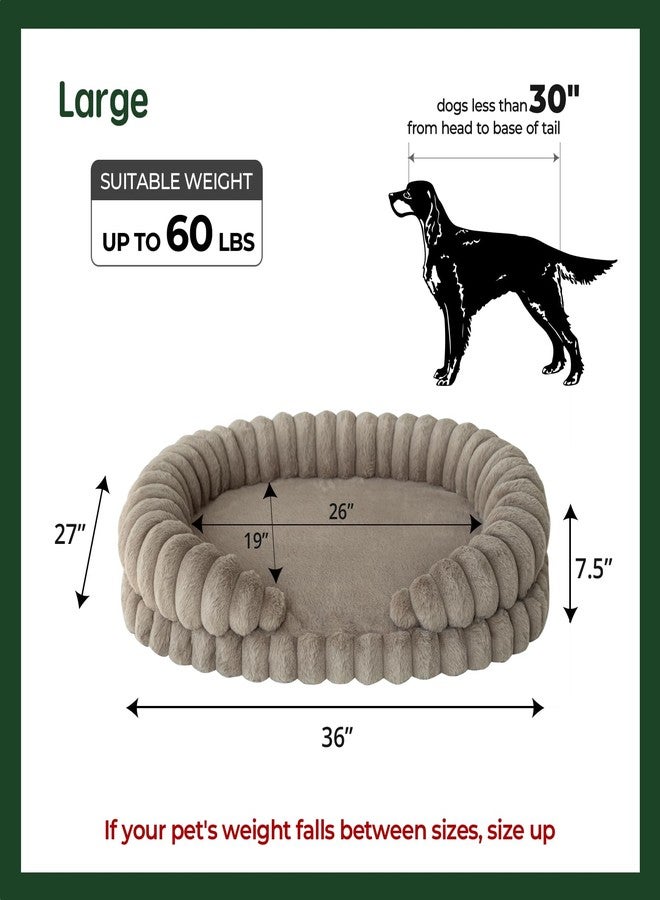 بالنس سرير BALANCE المهدئ للكلاب الكبيرة، سرير بيضاوي قابل للغسل مقاس 36 بوصة مع جوانب، أريكة تقويمية للحيوانات الأليفة بقاعدة مانعة للانزلاق، لون الشوفان - Image 5