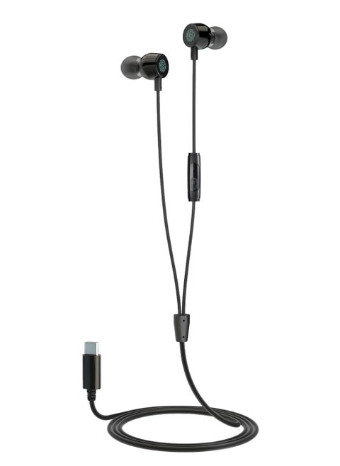 Earphone with Touch Controls and Type-C Connector / High-Clarity Mic / Crisp Audio / Answer-Close Call / Stable and Fast Connection - Black