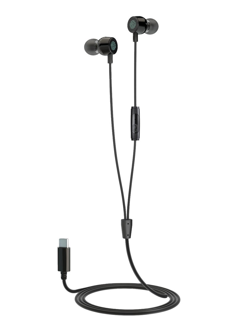 porodo - Earphone with Touch Controls and Type-C Connector / High-Clarity Mic / Crisp Audio / Answer-Close Call / Stable and Fast Connection - Black - Image 1