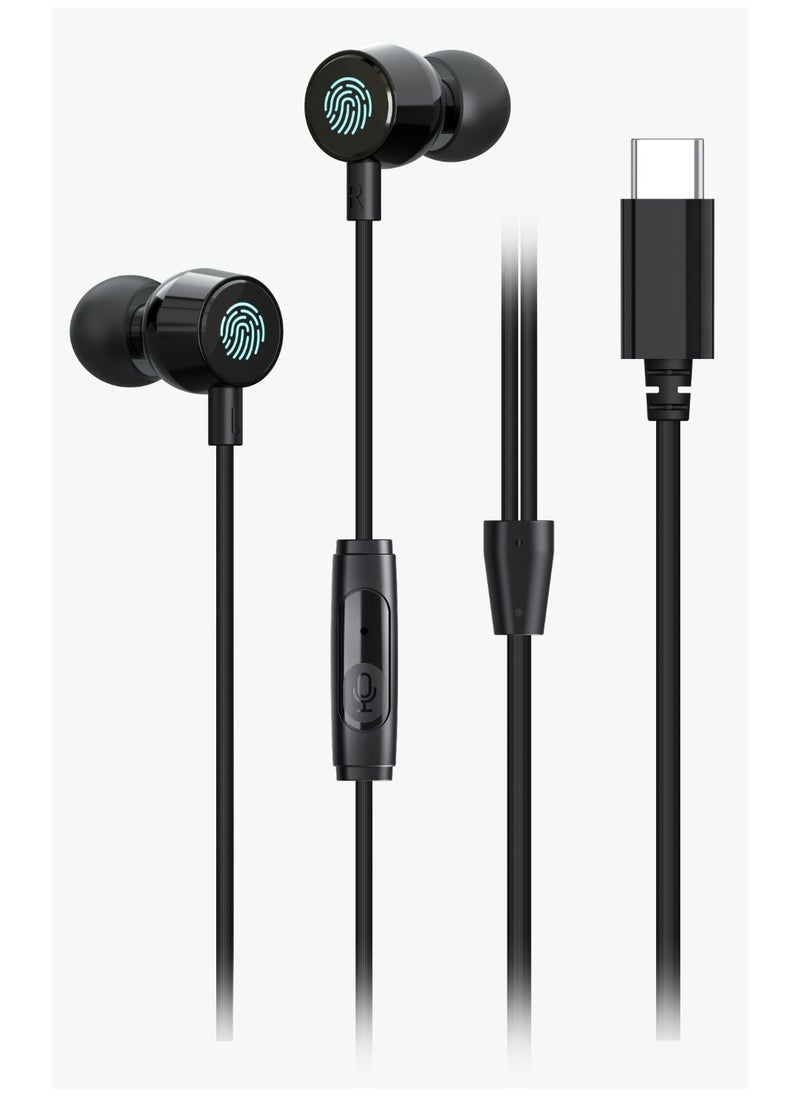 porodo - Earphone with Touch Controls and Type-C Connector / High-Clarity Mic / Crisp Audio / Answer-Close Call / Stable and Fast Connection - Black - Image 1