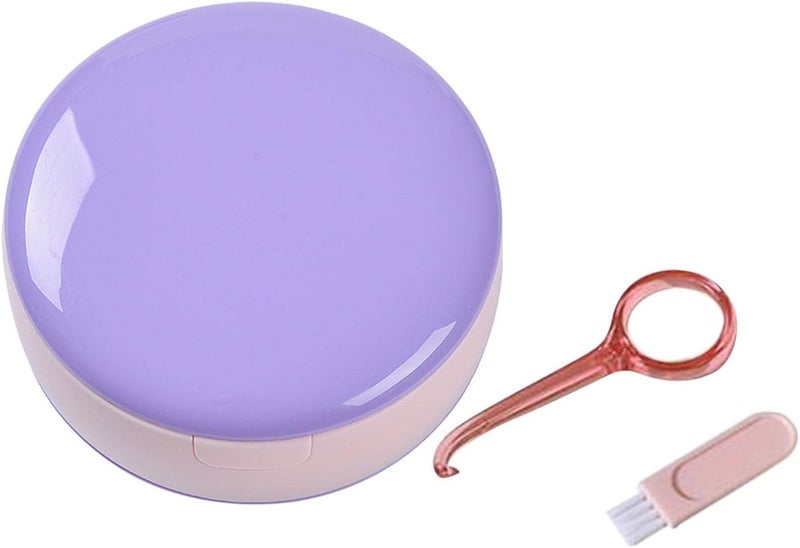 klarako Dual Layer Denture Retainer Case Breathable with Mirror Portable Mouth Guard Container Holder for Clear Aligner with Removal Tool Tray  Purple Pink - Image 3