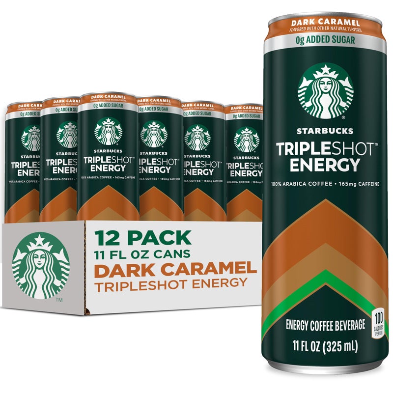Starbucks Tripleshot Coffee Energy Drink, Dark Caramel, 11 fl oz Cans (12 Pack), Triple Blend, 165mg Caffeine, B Vitamins, Protein, Iced Coffee (Packaging and Formula May Vary) - Image 1