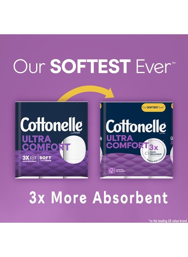 Cottonelle Ultra Comfort Toilet Paper with Cushiony CleaningRipples Texture, 24 Family Mega Rolls (24 Family Mega Rolls = 108 Regular Rolls) (4 Packs of 6), 296 Sheets per Roll, Packaging May Vary - Image 3