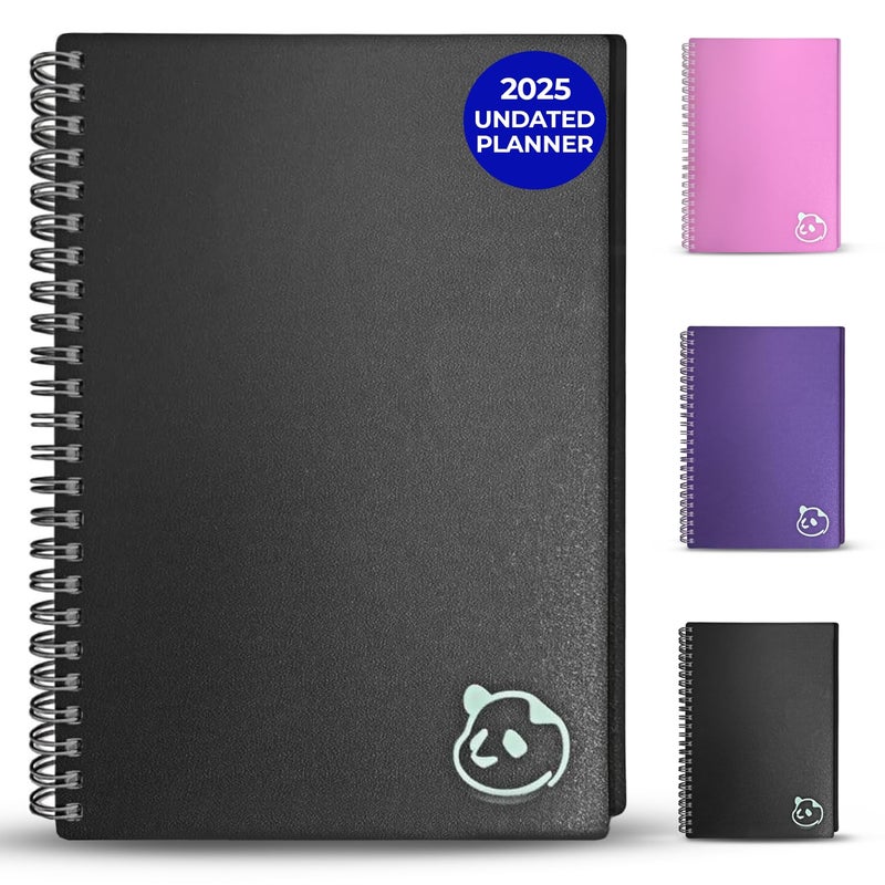 Panda Planner 20252026 Undated Weekly Planner Spiral Bound 575 x 825 with 52 Weeks Habit Tracker Weekly ToDo Lists Productivity Planner Academic Organizer for Home Office School Black