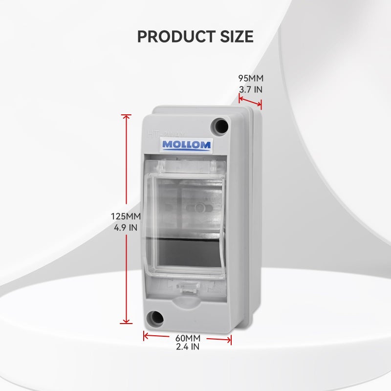 MOLLOM 2 Way Circuit Breaker MCB Distribution Protection Box with DIN Rail, IP65 Waterproof,for Indoor and Outdoor - Image 2
