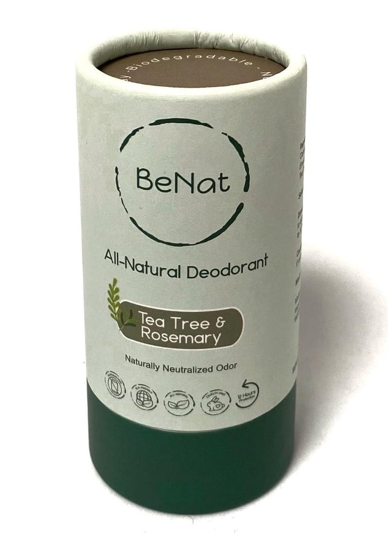 All Natural Deodorant Plastic Free For Women & Men Tea Tree & Rosemary Aluminum Free, Gluten Free & Cruelty Free 24 Hour Long Lasting Protection Zero Waste Eco Friendly Products. 3 oz.