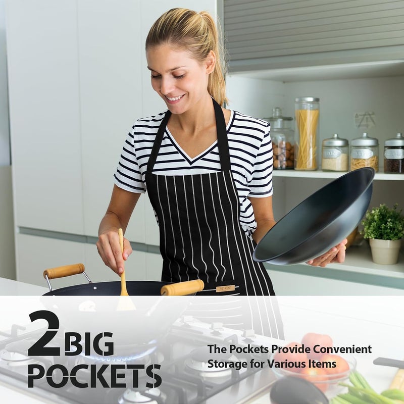 VALOME Store 2 Pack Kitchen Aprons, Apron for Cooking with 2 Pockets, Unisex Adjustable Neck Strap Chef Aprons for Men Women - Image 4