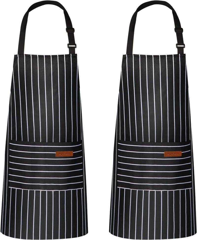 VALOME Store 2 Pack Kitchen Aprons, Apron for Cooking with 2 Pockets, Unisex Adjustable Neck Strap Chef Aprons for Men Women - Image 1