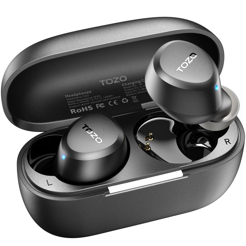 TOZO A1 Wireless Earbuds Bluetooth 5.3 Light Weight in Ear IPX5 Waterproof Headphones 2 Mic for AI Calls, Immersive Premium Sound Bass Headset with Charging Case, 32 Presets EQ Customization via App - Image 1