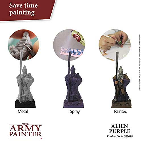 The Army Painter Colour Primer Alien Purple, 400 mL Acrylic Spray Primer, Spray Paint Basecoat for Miniature Priming, Tabletop Roleplaying, Boardgames, and Wargames Miniature Modelling - Image 2