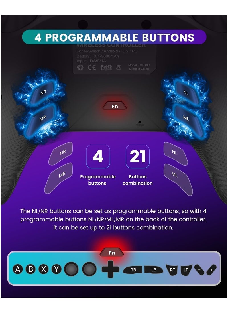 SOLARAE Universal Bluetooth Game Controller for PC, iPhone, Android, Switch & TV - 2.4G Wireless, USB Dongle, Phone Clip, Hall Trigger, Gyro Aim & More - Image 5