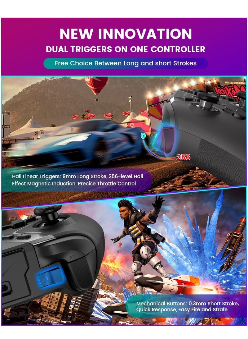 SOLARAE Universal Bluetooth Game Controller for PC, iPhone, Android, Switch & TV - 2.4G Wireless, USB Dongle, Phone Clip, Hall Trigger, Gyro Aim & More - Image 3