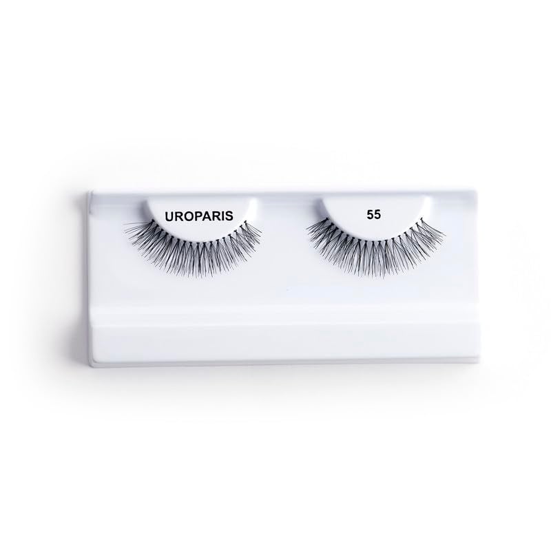 Uroparis 55 Eyelashes for Women — Tapered Handmade Eye Lashes | Lightweight False Lashes with Premium Virgin Hair | Invisible Band | For Glam Look & Enhance Beauty (Black) - 1 Pair - Image 2