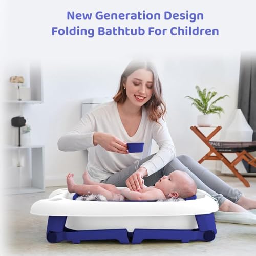 StarAndDaisy 2-in-1 Baby Bath tub for 0 to 5 Years with Bathing Chair & Cushion/Foldable Bath tub for Kids 0-3 Years for Girls and Boys, Space Saving Design & Fast Drainage (Blue) - Image 2