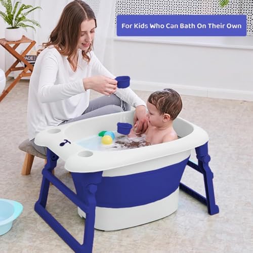 StarAndDaisy 2-in-1 Baby Bath tub for 0 to 5 Years with Bathing Chair & Cushion/Foldable Bath tub for Kids 0-3 Years for Girls and Boys, Space Saving Design & Fast Drainage (Blue) - Image 3