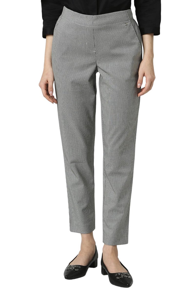 Van Heusen Women Grey Print Formal Regular Fit Trousers - Image 1