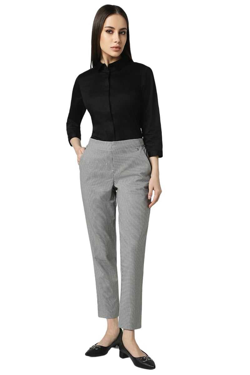 Van Heusen Women Grey Print Formal Regular Fit Trousers - Image 5