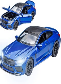Generic Car Toy Compatible with M8 Toy Car 1/32 Metal Model Car Assembly with Light and Sound Pull Back for Boys and Kids 3 Years and Older (blue)  - Image 1