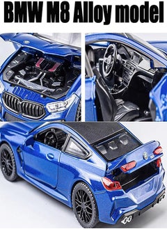 Generic Car Toy Compatible with M8 Toy Car 1/32 Metal Model Car Assembly with Light and Sound Pull Back for Boys and Kids 3 Years and Older (blue)  - Image 2