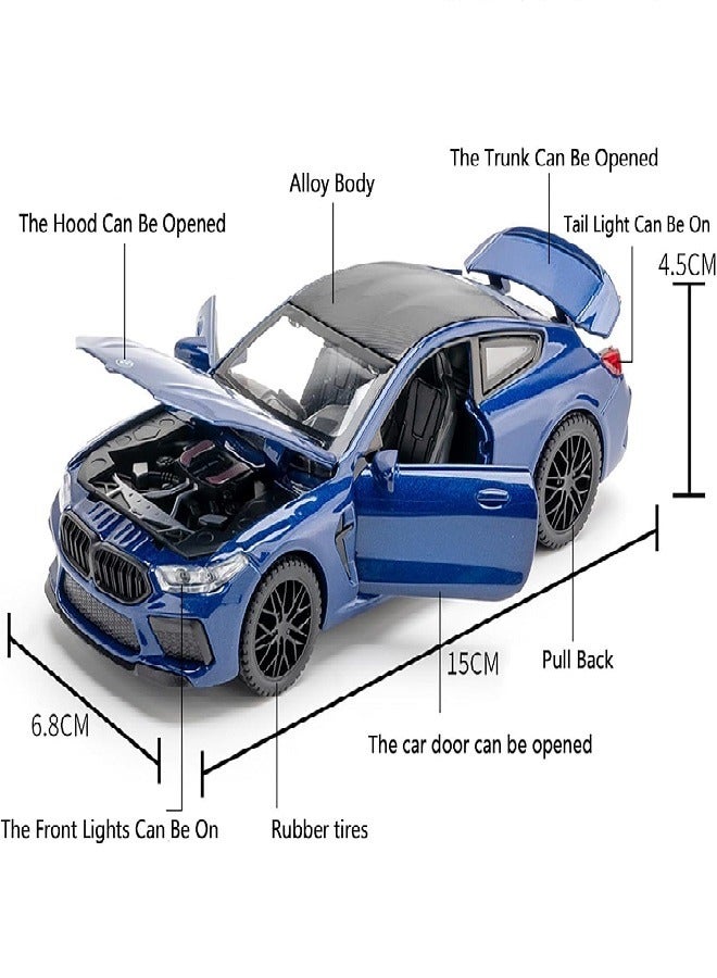 Car Toy Compatible with M8 Toy Car 1/32 Metal Model Car Assembly with Light and Sound Pull Back for Boys and Kids 3 Years and Older (blue) - Image 4