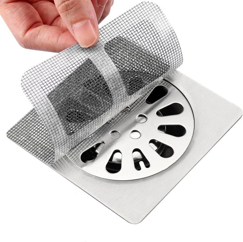 GLNRM Disposable Shower Drain Hair Catchers, Mesh Stickers Hair Drainer, Hair Catcher Shower Drain Flat, Hair Strainer, Hair Stopper Catchers for Bathroom, Bathtub, Laundry, Kitchen Drain (10) - Image 1