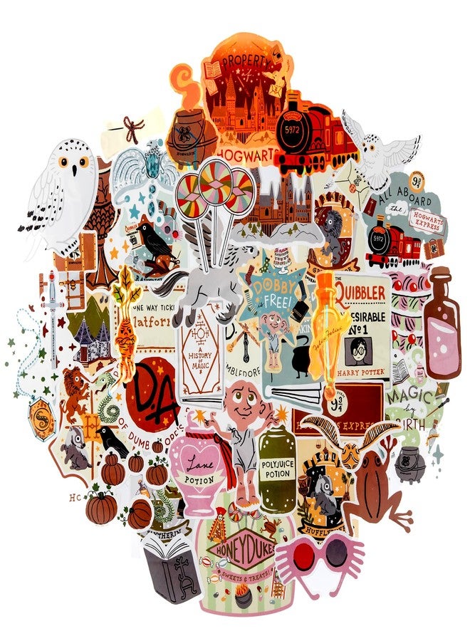 Conquest Journals Harry Potter Whimsical Magical World Sticker Pack, Set of 50 Unique Images, Officially Licensed, Waterproof, UV and Scratch Resistant, Great for All Your Gadgets - Image 1