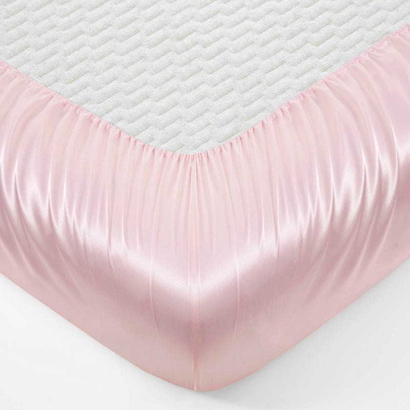 Counfeisly Queen Size Satin Fitted Sheet  Silky and Breathable Luxury Deep Pockets Fitted Sheet Only  Blush Pink - Image 4