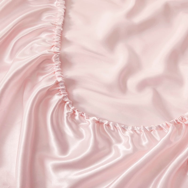 Counfeisly Queen Size Satin Fitted Sheet  Silky and Breathable Luxury Deep Pockets Fitted Sheet Only  Blush Pink - Image 2