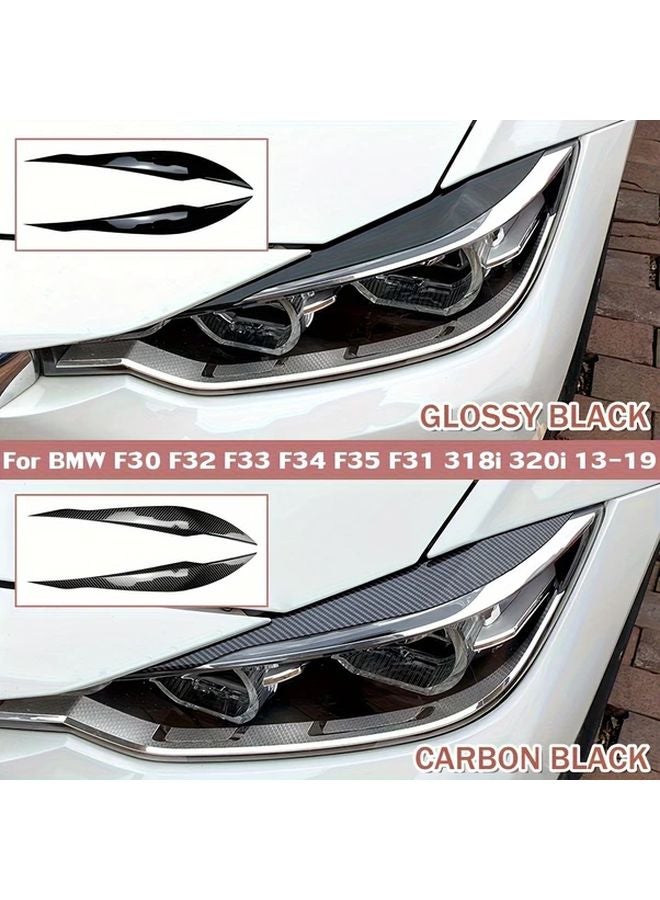 ملصقات زينة للحاجب الأمامي للسيارة بي إم دبليو F30 F80 M3 F31 تورينغ باللون الأسود البيانو - Image 2