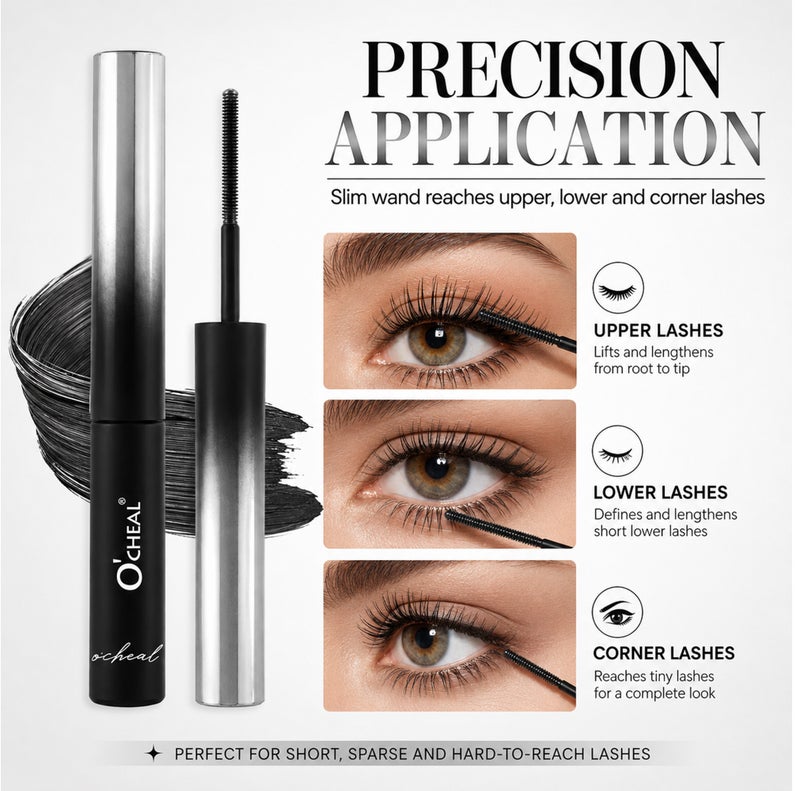 Me Now Waterproof Mascara Black Ultra Fine Threaded Brush for Lengthening Curling and Defining Lashes, Smudge Resistant Eye Makeup  2Pc - Image 3