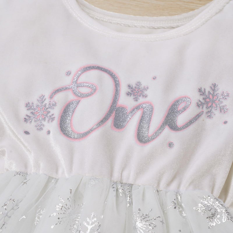 IMEKIS Winter Onederland Birthday Outfit Girl: Snowflake 1st First Birthday Princess Dress Tutu Skirt Cake Smash Photoshoot Baby Toddler Velvet Dresses Christmas Party Pink 12-18 Months - Image 4