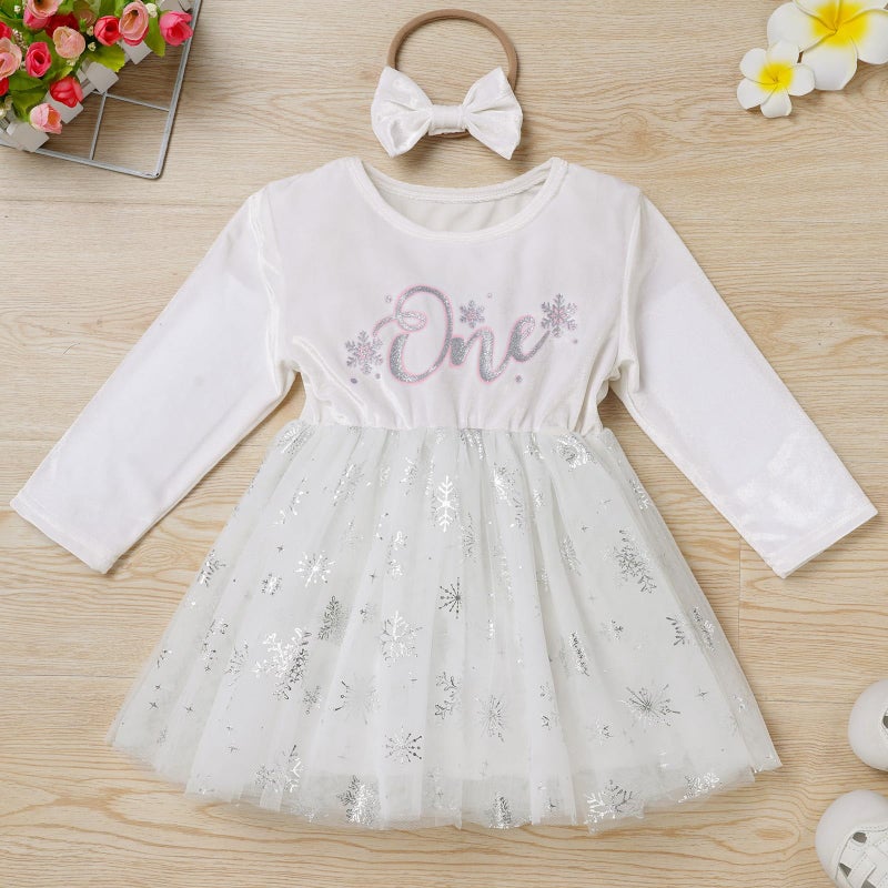 IMEKIS Winter Onederland Birthday Outfit Girl: Snowflake 1st First Birthday Princess Dress Tutu Skirt Cake Smash Photoshoot Baby Toddler Velvet Dresses Christmas Party Pink 12-18 Months - Image 2