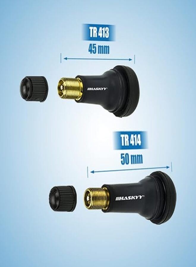 Haskyy 100 x Car Valve Rubber TR413 & TR414 I Snap-in Car Rubber Valves I Valve Cap Tyre Valve Cap  - Image 1