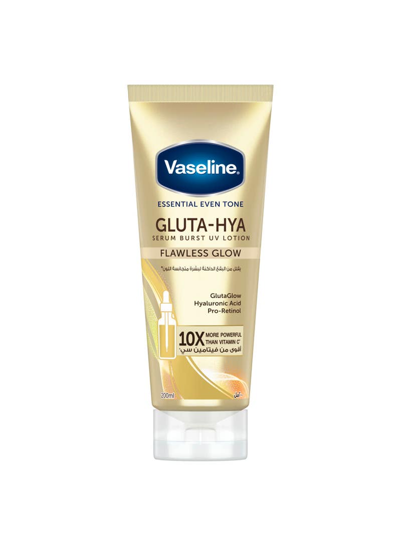 VASELINE Essential Even Tone Body Lotion, Flawless Glow, Gluta-Hya Serum Burst UV, 200ml