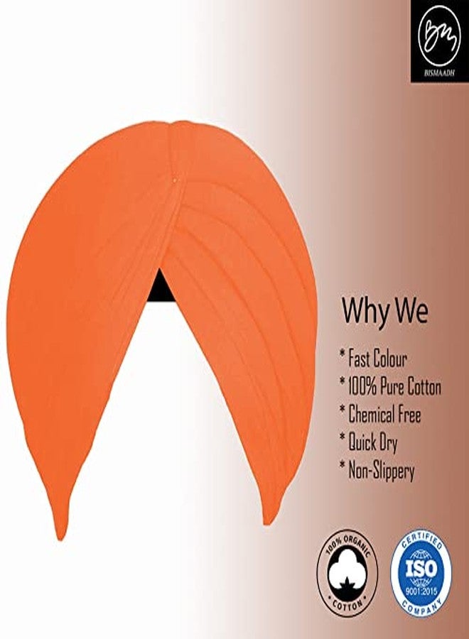 BISMAADH Men's 3.75 Meter Sikh/Punjabi Turban Pagri Dastar (Pack of 1) (Turban Kesari-3.75_Kesari_Free Size) - Image 2