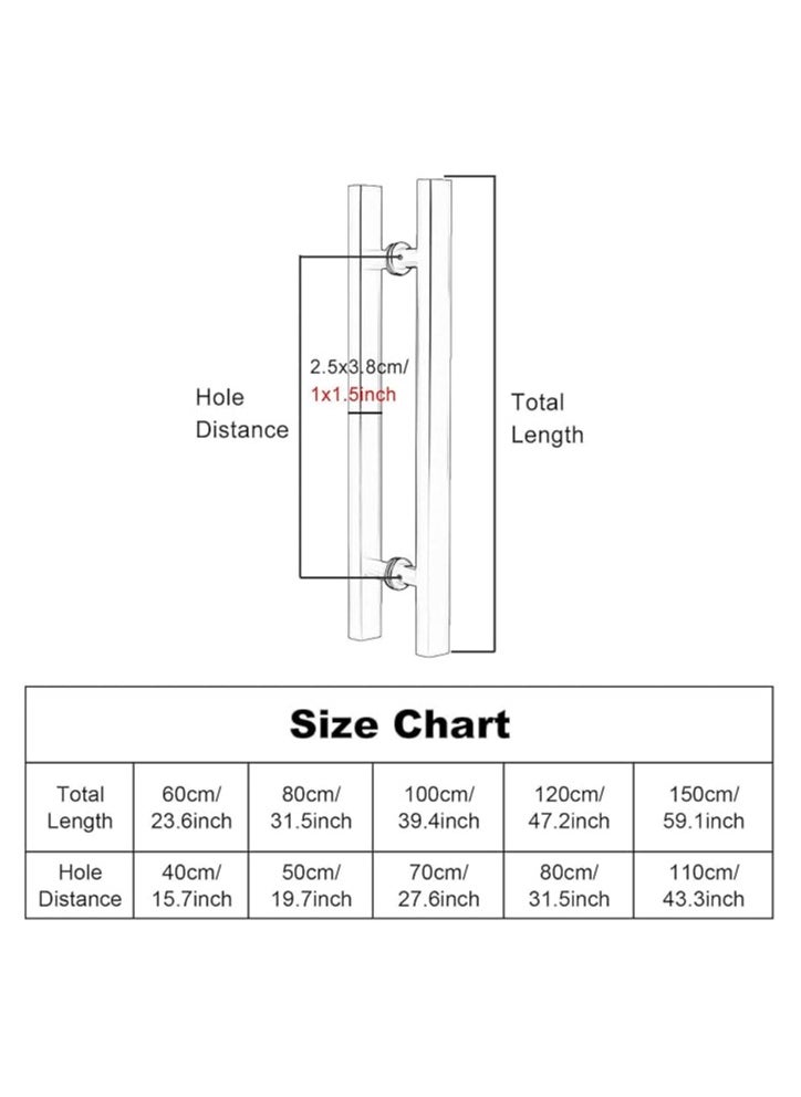SS LLA 24/32/ 40/48/ 59 Inch Barn Door Handles and Pulls, Steel Double-Side Handrail Grab Bar, Gate Handles with Complete Set, Easy Install (Color : Gold, Size : Length 80cm/31.5inch)  - Image 2