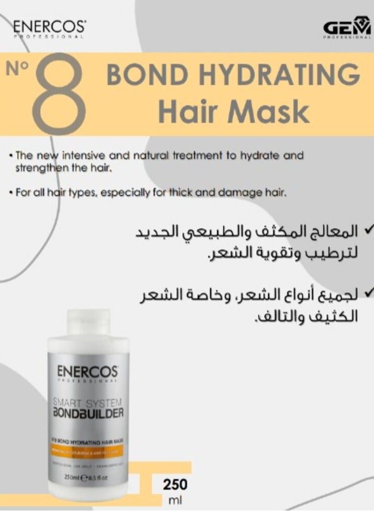 إينيركوس انيركوس سمارت بوند بيلدر رقم 8 المعالج المكثف والطبيعي الجديد لترطيب وتقوية الشعر لجميع أنواع الشعر وخاصة الشعر الكثيف والتالف 250 مل - Image 2